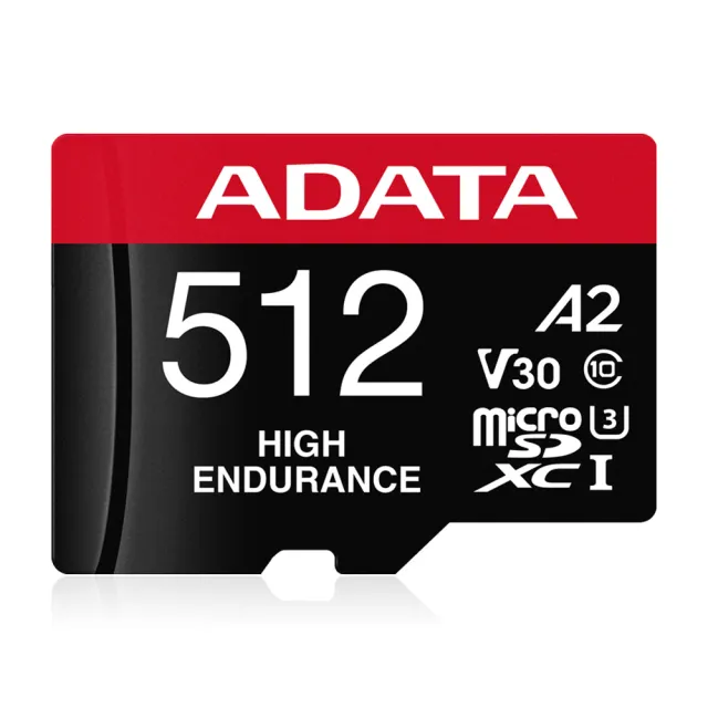 【ADATA 威剛】高耐用 microSDXC UHS-I U3 A2 V30 512G監控記憶卡(附轉卡)