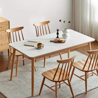 【hoi! 好好生活】預購60天★源氏木語雲岩橡木原木色岩板餐桌1.6M Y54R09