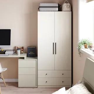 【hoi! 好好生活】林氏木業小方糖系列0.8M雙門雙抽衣櫃 MI1D