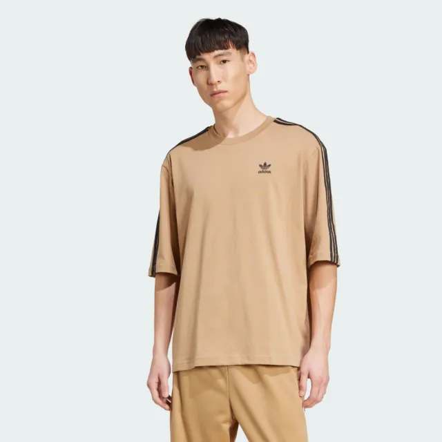 【adidas 愛迪達】短袖上衣 男 三葉草 國際碼 Oversize tee 棕 JY1397