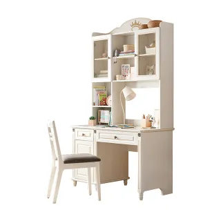 【hoi! 好好生活】預購60天★林氏木業美式甜夢附高書架1.2M兒童書桌 LS196+書椅 DW1W