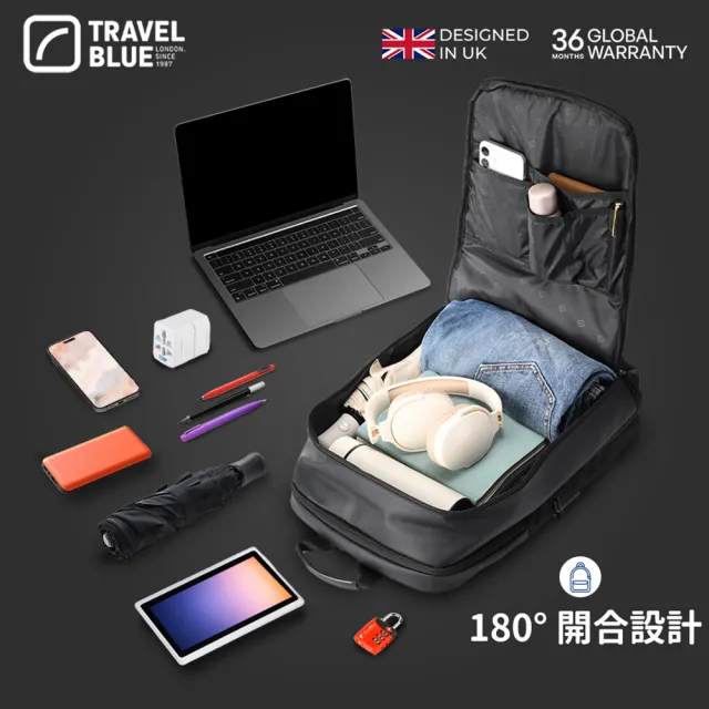 【Travel Blue 藍旅】雙11 Alpha專業背包-黑/綠 TB3038(後背包/筆電包/防水電腦包/雙肩包/大容量