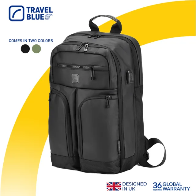 【Travel Blue 藍旅】雙11 Alpha專業背包-黑/綠 TB3038(後背包/筆電包/防水電腦包/雙肩包/大容量