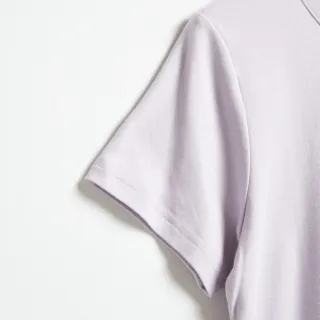 【SOMETHING】女裝 基本繡花LOGO短袖T恤(粉紫色)