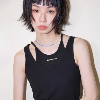 【gozo】A｜英文字印花兩件式彈性合身背心(兩色)