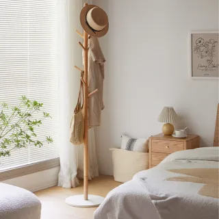 【hoi! 好好生活】源氏木語水磨石圓盤實木掛衣架 Y00I04