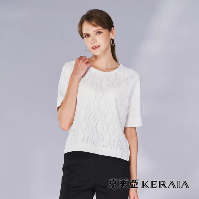 【KERAIA 克萊亞】魅力價-懸浮月影蕾絲設計上衣