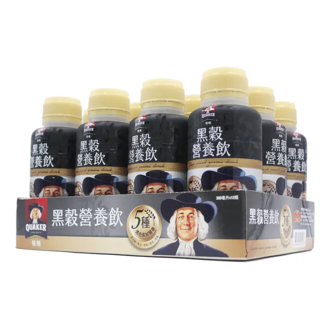 【QUAKER 桂格】黑穀營養飲x2箱(300mlx12罐/箱)
