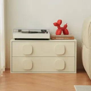 【hoi! 好好生活】林氏木業奶油風創意疊疊樂雙抽櫃 UN1E