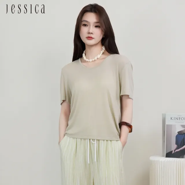 【JESSICA】透氣柔軟舒適百搭圓領短袖T恤J53606（綠）