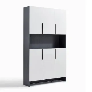 【hoi! 好好生活】Linsy現代簡約百變上下三門玄關櫃0.8M 黑+白色 AK2O