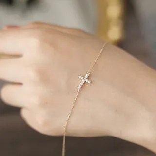 【Porabella】S925純銀鑲鑽十字架手鍊｜細緻疊戴設計｜時尚簡約｜滿滿信心和力量｜Cross bracelet