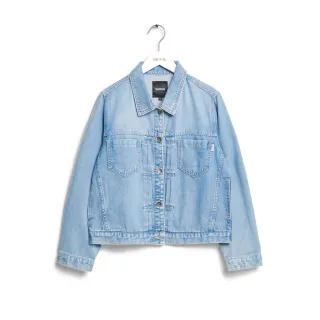 【SOMETHING】女裝 打褶牛仔外套(拔淺藍)