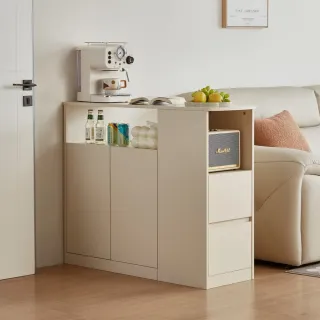 【hoi! 好好生活】預購60天★林氏木業糖磚奶油風多功能隔間矮櫃 UN1O