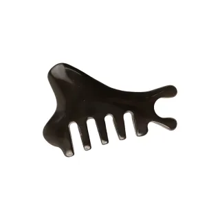 【FINDAY】天然玄黃砭石 心梳｜袋裝(砭石刮痧梳｜五齒按摩梳｜寬齒梳｜砭石梳)