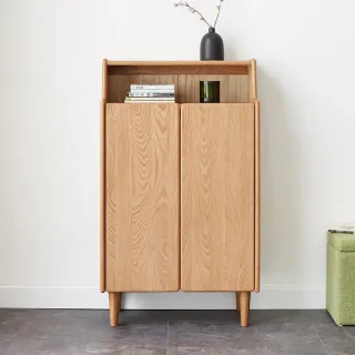 【hoi! 好好生活】預購60天★源氏木語柏林橡木雙門0.65M實木鞋櫃 Y83L03-原木色