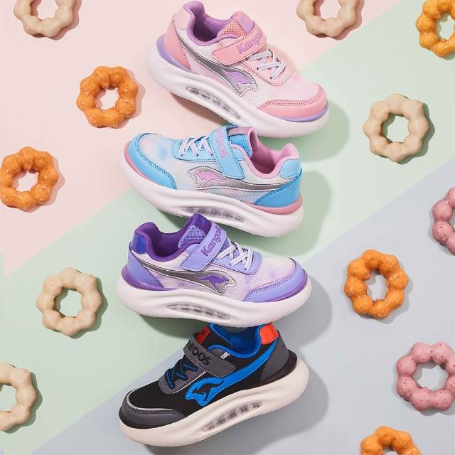 【KangaROOS】童鞋 防潑水氣墊童鞋 緩衝透氣 穩定支撐 暈染撞色(8款任選)