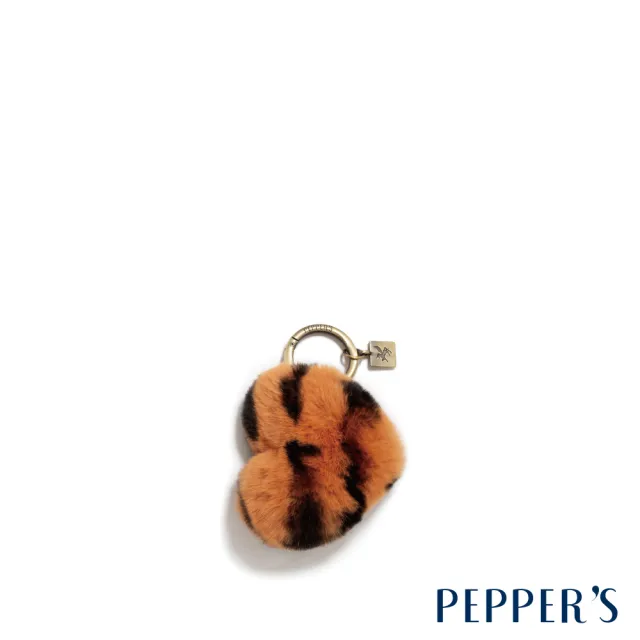 【PEPPER’S】雙11 FLUFFY 豹紋愛心絨毛掛飾 - 淺米色/焦糖棕/格雷灰(掛飾 毛球掛飾 愛心 包包吊飾)
