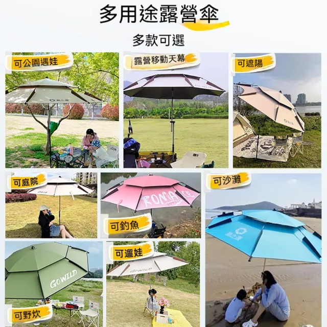 【巨匠】野餐傘 2.6米釣魚傘 戶外露營遮陽傘 便攜式 黑膠防曬 野餐露營車專用傘(2.6米戶外露營遮陽傘)