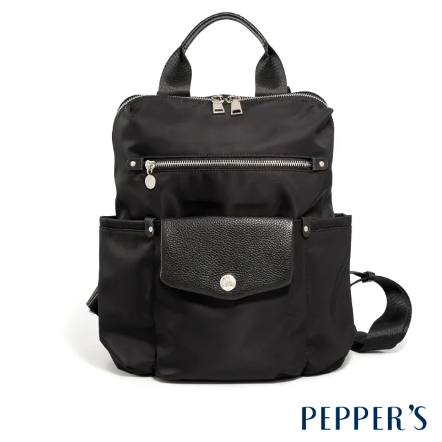 【PEPPER’S】交換禮物 PEGASUS 尼龍袋鼠子母後背包 - 米卡其/簡約黑(後背包 尼龍 女包)