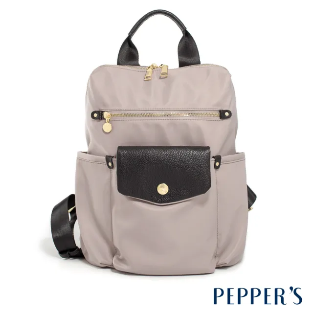 【PEPPER’S】交換禮物 PEGASUS 尼龍袋鼠子母後背包 - 米卡其/簡約黑(後背包 尼龍 女包)