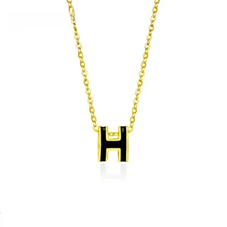 【赫本珠寶】999純黃金時尚H字項鍊多色款-0.03錢(白/黑/紅)