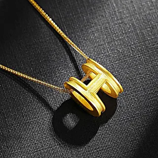 【赫本珠寶】999純黃金時尚H字項鍊-0.03錢