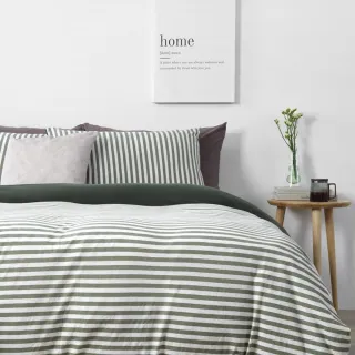 【hoi! 好好生活】撞色針織被套床包枕套四件組-雙人(多色可選)