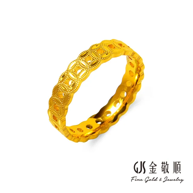 【GJS 金敬順】黃金戒指 財錢滾滾 中性款 固定戒圍(金重:0.94錢/+-0.03錢)