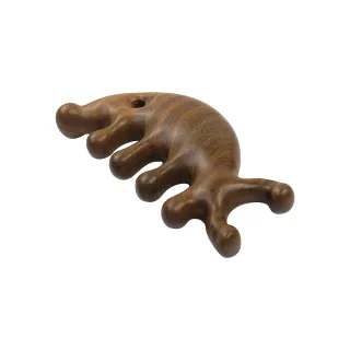 【FINDAY】天然綠檀木梳 魚形7齒｜袋裝(綠檀木｜原木梳｜頭部按摩｜經絡梳｜放鬆頭皮)