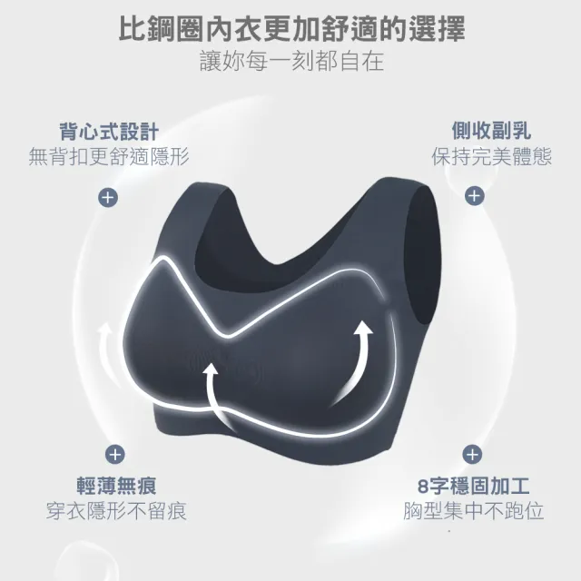 【MarCella 瑪榭】3件組-柔托包覆無痕無鋼圈內衣(寬肩背心/細肩背扣/無痕內衣/女內衣)