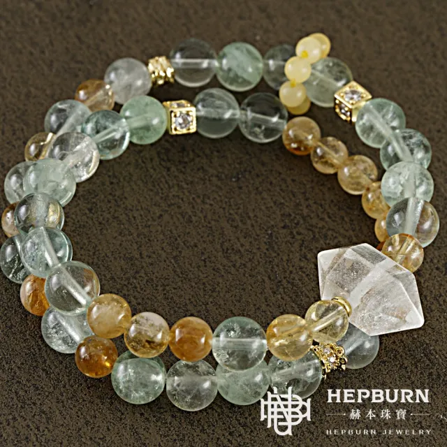 【赫本珠寶】橘子汽水綠螢石黃塔晶雙圈手鍊