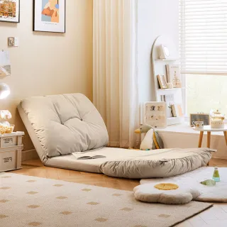 【hoi! 好好生活】預購60天★林氏木業北歐慵懶塌塌米科技布懶人沙發 TDY126-奶杏白 中