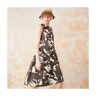 【Le Polka】幾何印花褶皺洋裝-女