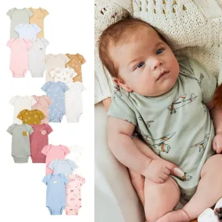 【Carter’s官方授權】精選嬰兒5件組可愛短袖包屁衣－多款任選(原廠公司貨 童裝 嬰兒裝)