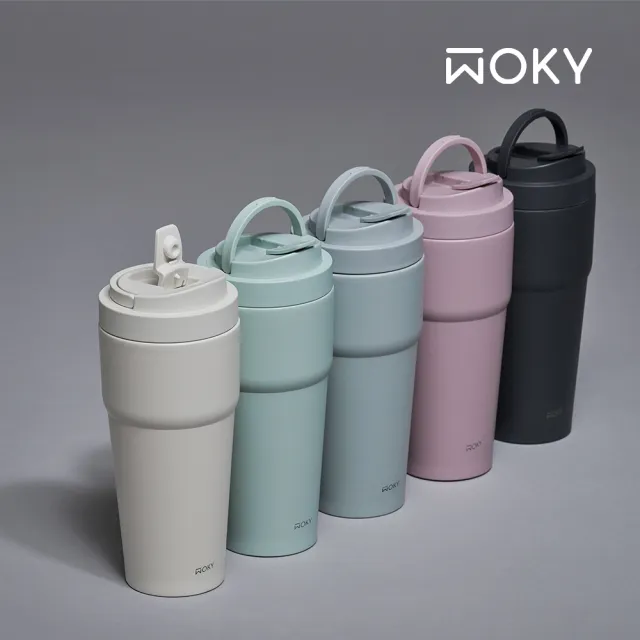 【WOKY 沃廚】買1送1_二代渾圓杯 雙層陶瓷款750ml-附矽膠粗吸管(隨行杯/吸管杯/保溫杯瓶/保冰杯瓶/水壺)