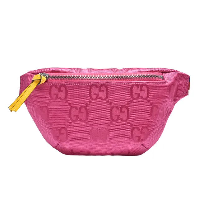 【GUCCI 古馳】經典Off The Grid GG LOGO彈性織帶腰包(桃紅502095-H9HIN-8584)（其他規格）