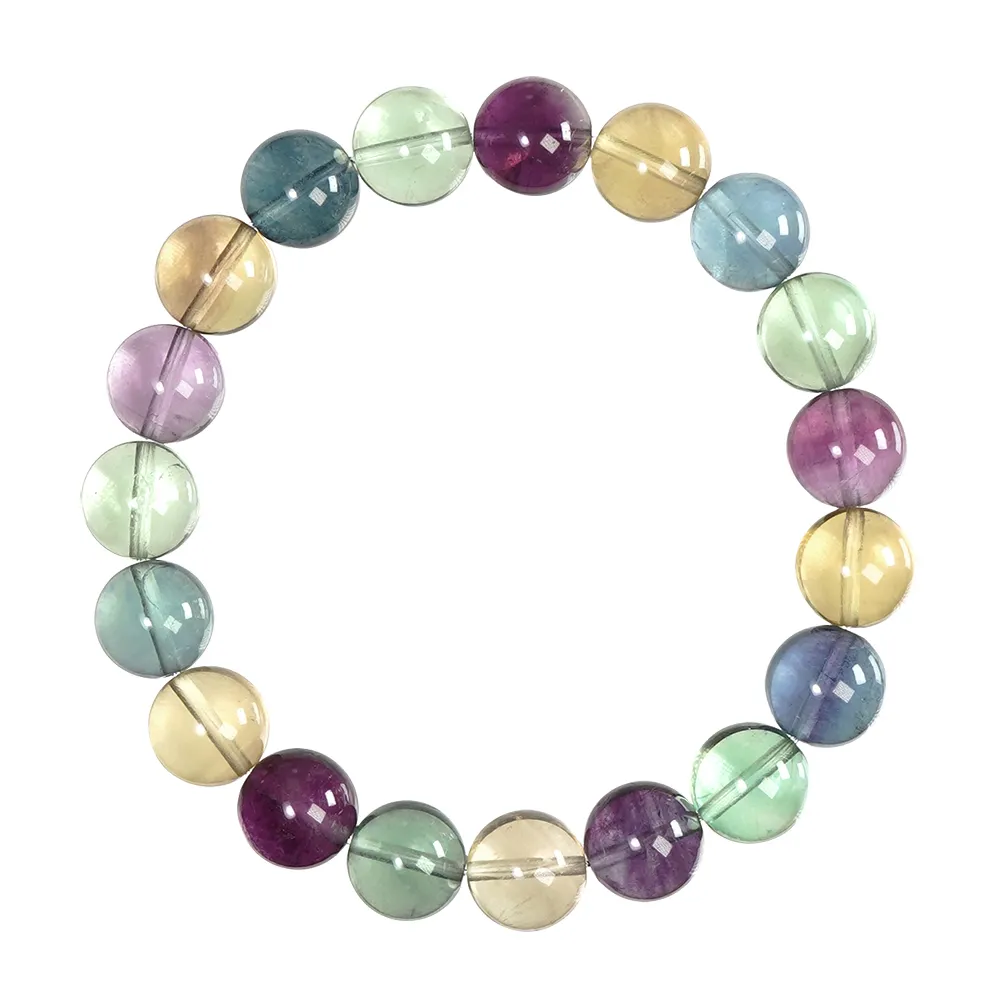 【正佳珠寶】螢石 頂級極淨 極光三色螢石 10mm 彩螢石手珠