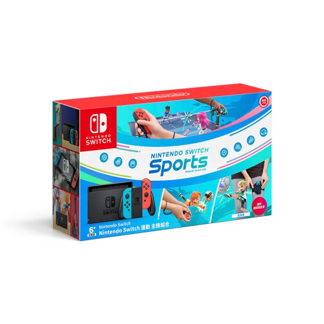 【Nintendo 任天堂】Switch電光藍紅Joy-Con續航力加強版主機內含 Switch 運動(台灣公司貨)