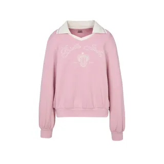 【FILA官方直營】女學院風長袖V領T恤-粉色(5TEZ-5015-PK)