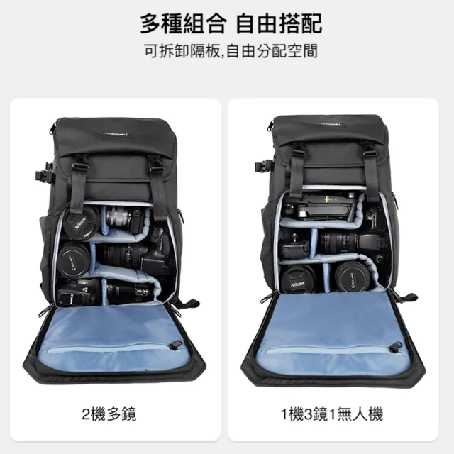 【PROWELL 普樂威】雙11 兩機多鏡或一機3鏡1無人機多功能相機後背包 專業攝影包(WIN-23277)