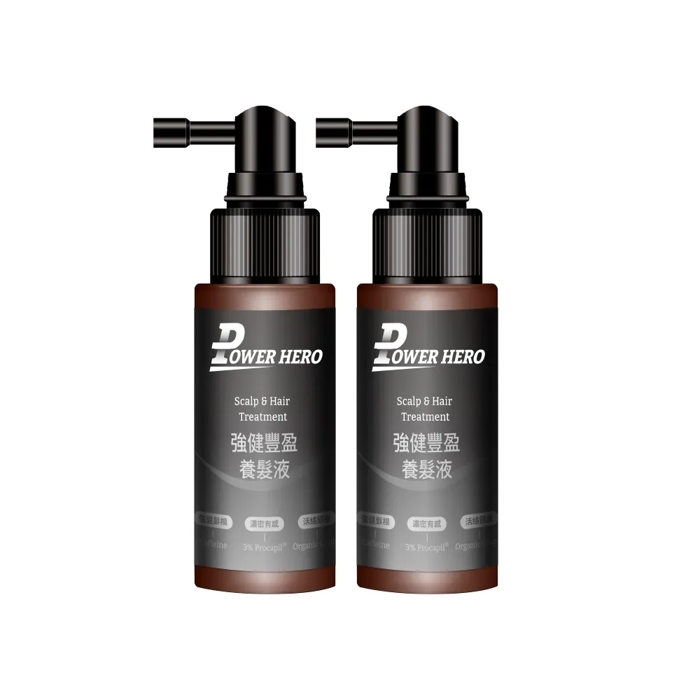 【PowerHero 勁漢英雄】養髮液60mlx2入組(強健豐盈/極黑精粹)