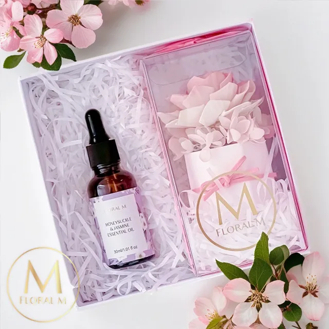【Floral M】克里斯花園香氛擴香花禮盒 含30ml品牌香氛油(居家香氛/香水精油/香氛擴香花/擴香禮物/送禮)（其他規格）