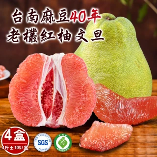 【禾鴻】台南麻豆40年老欉文旦紅柚禮盒4斤x4盒(2-4顆/盒_SGS+產銷履歷_中秋送禮)