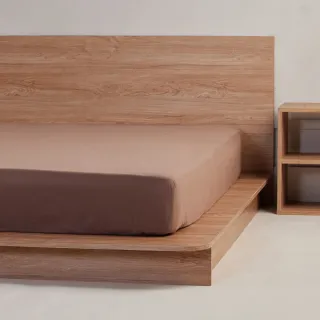 【YVONNE 以旺傢飾】100%美國棉素面床包-可可棕(加大 純棉)