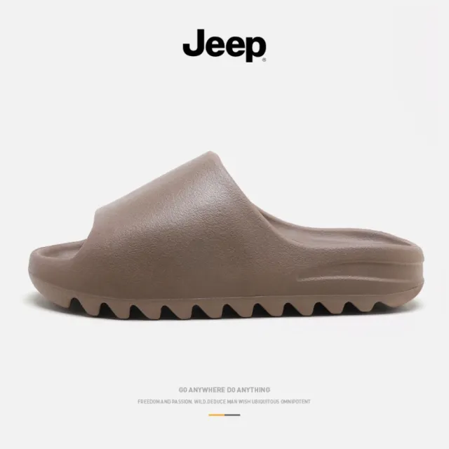【JEEP 吉普】Jeep吉普 米色 棕色 黑色 潮流時尚 簡約 防滑一字拖鞋 男鞋 女鞋