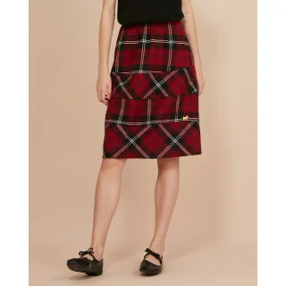 【SCOTTISH HOUSE】C50格紋拼接長裙-紅黑格 CIWB2103