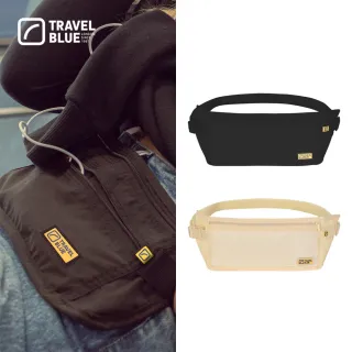 【Travel Blue 藍旅】RFID 屏蔽輕量級 超薄貼身腰包(防盜腰包 證件包 貼身包)