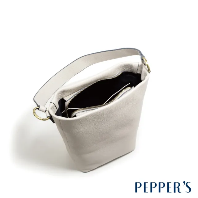 【PEPPER’S】雙11 INK 牛皮直式單肩桶包 - 簡約黑/月光灰(真皮包包 直式桶包 單肩包 真皮 男包