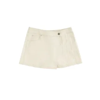 【CONVERSE】運動 休閒 短褲 女褲 WASHED DENIM MID SHORT NATURAL IVORY(WCH877-W0L)